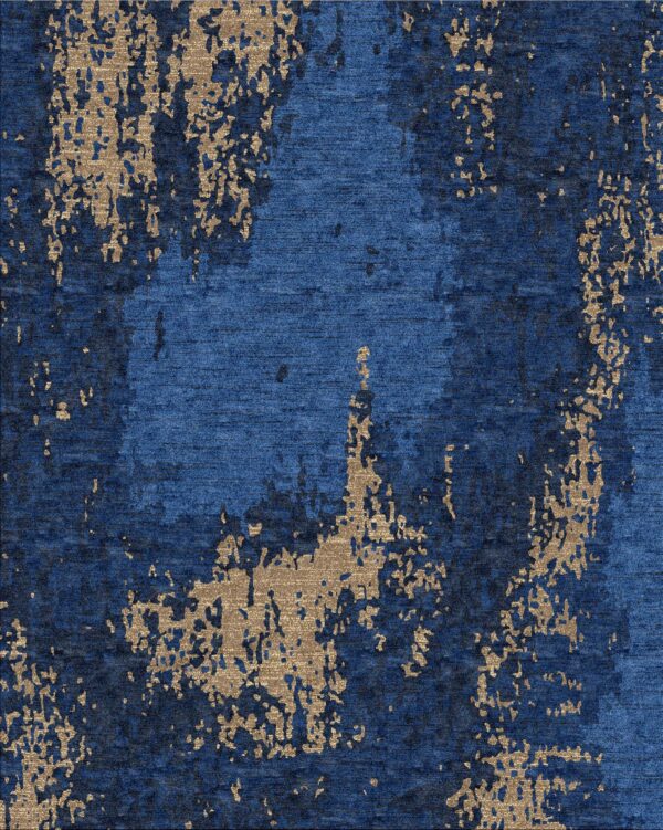 Blue and gold contemporary rug pattern for office